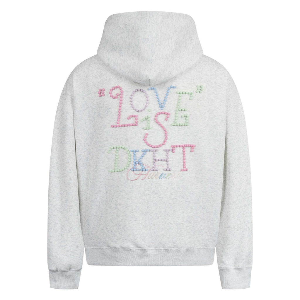 Retro Beaded Letter Embroidery Hooded Sweatshirt Unisex Loose Casual Versatile Hoodie